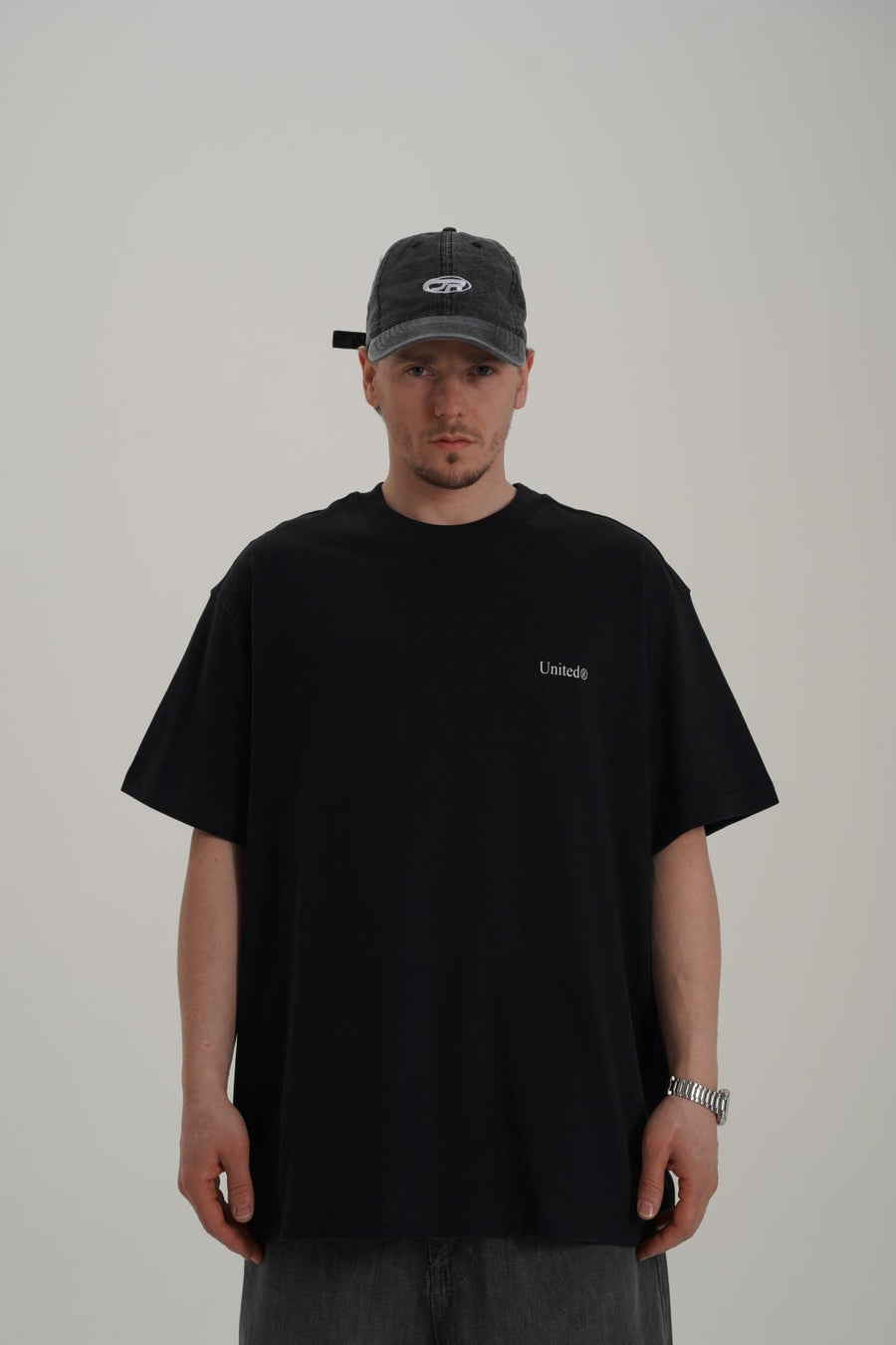 United Baskılı Siyah Oversize Tshirt CT01 MRT26009/1