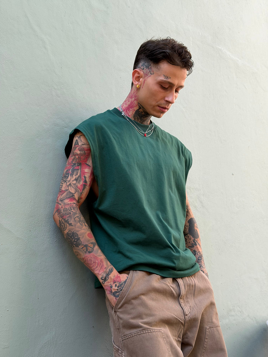JR Boxy Fit Kolsuz Yeşil Oversize Tshirt