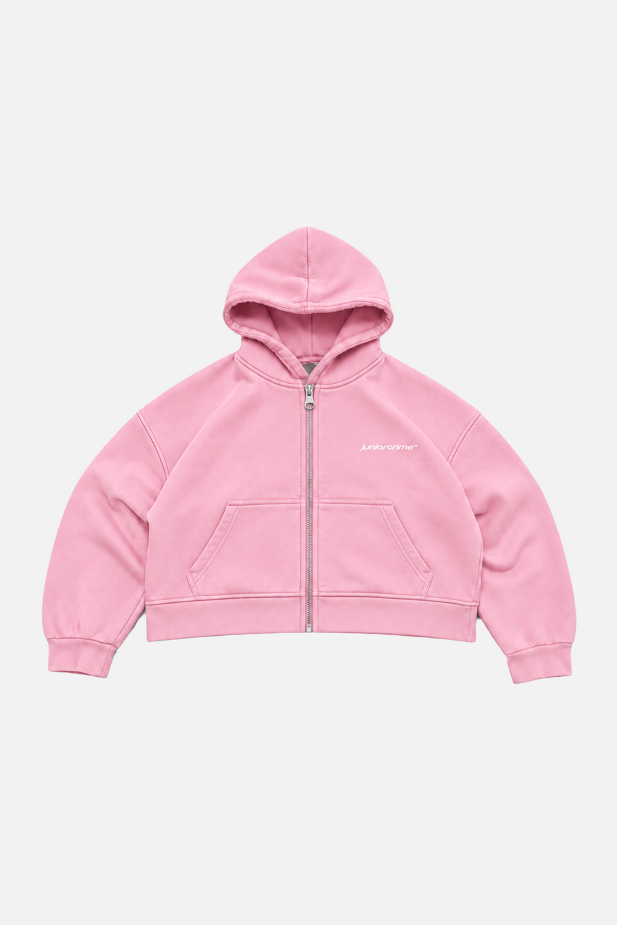 JR Nakışlı Boxy Fit Fermuarlı Hoodie