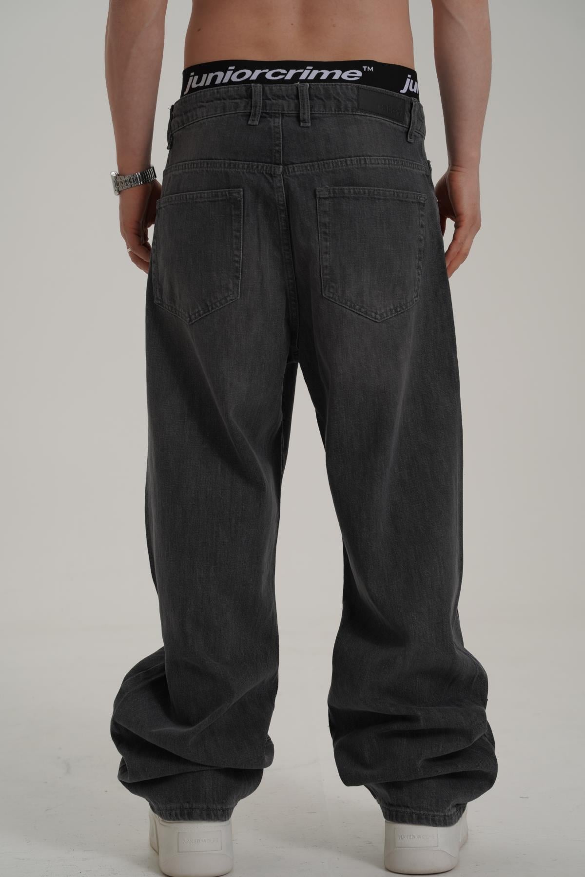 Dikiş Detay Gri Acid Wash Jean Pantolon CT01 6643