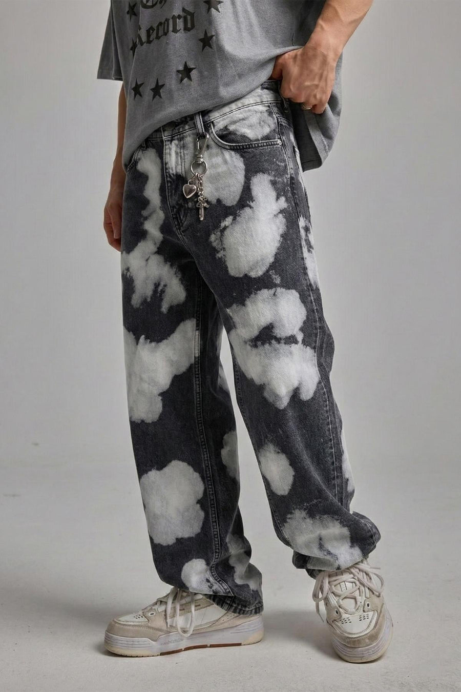 Acid Wash Gri Dar Paça Jean Pantolon