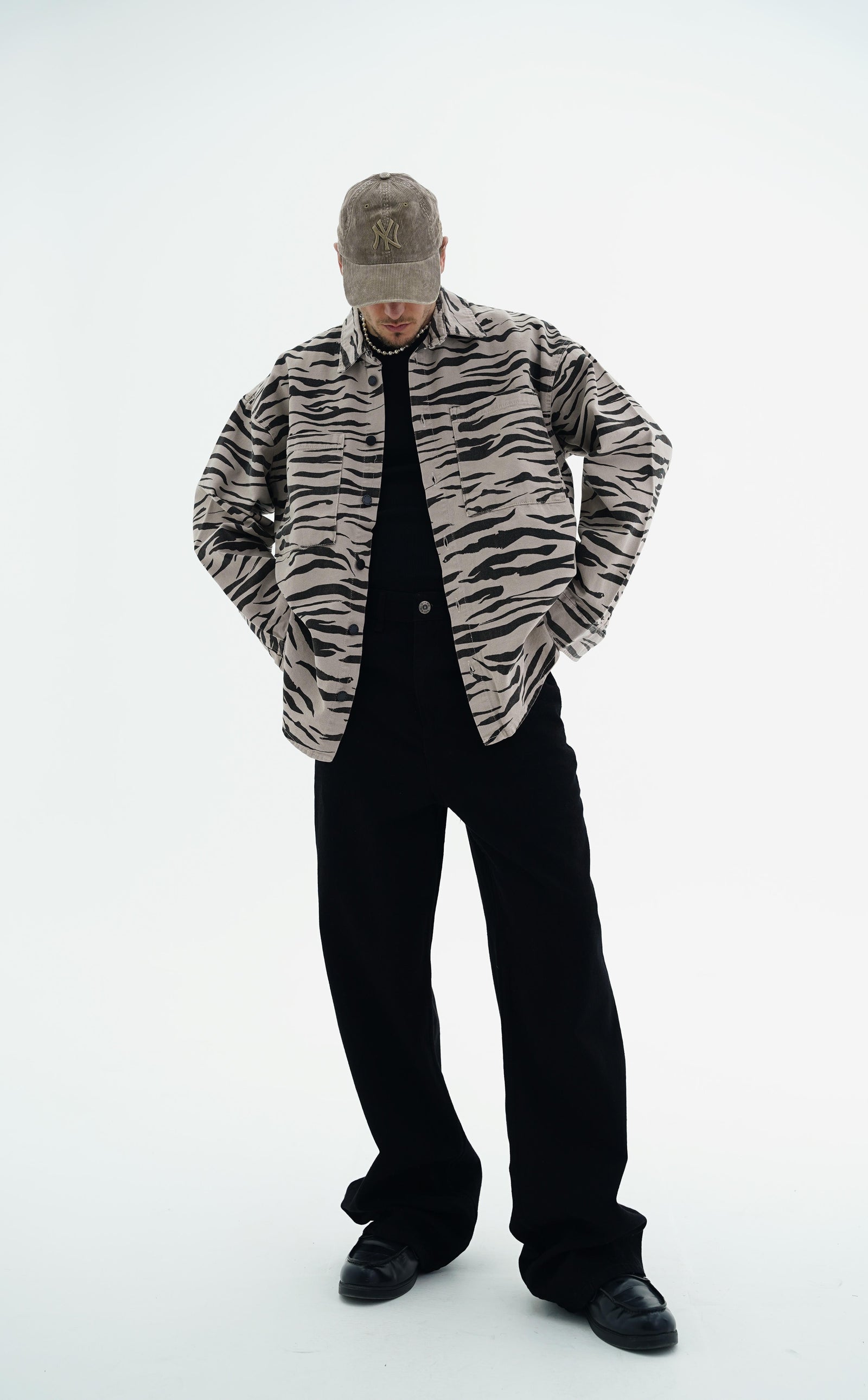 Zebra Desenli Oversize Bej Jean Ceket CT01 1664