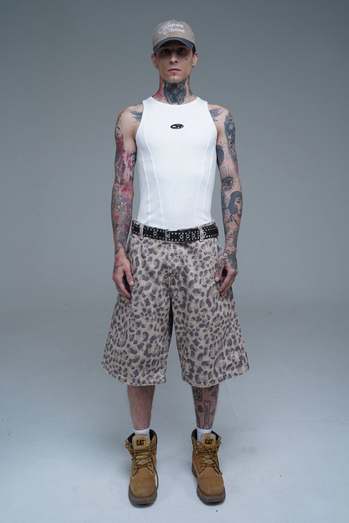 JR Leopar Desenli Baggy Jean Şort