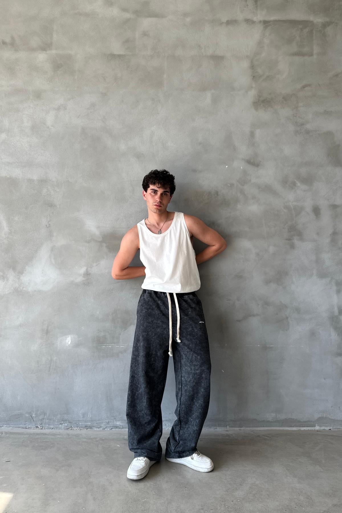 Acid Wash Siyah Baggy Eşofman Altı JC01 25Y202
