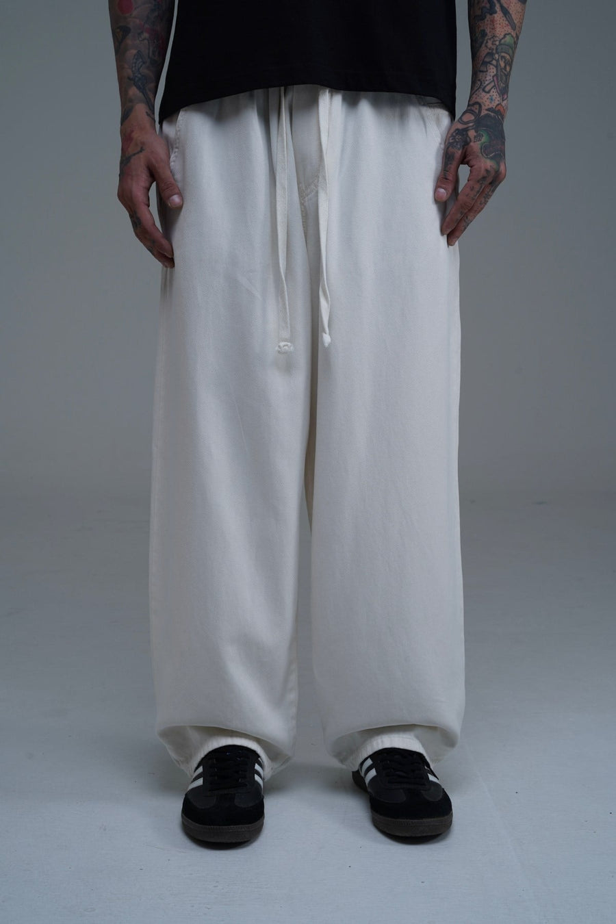 İnce Kumaş Bej Baggy Pantolon CT01 6517-8