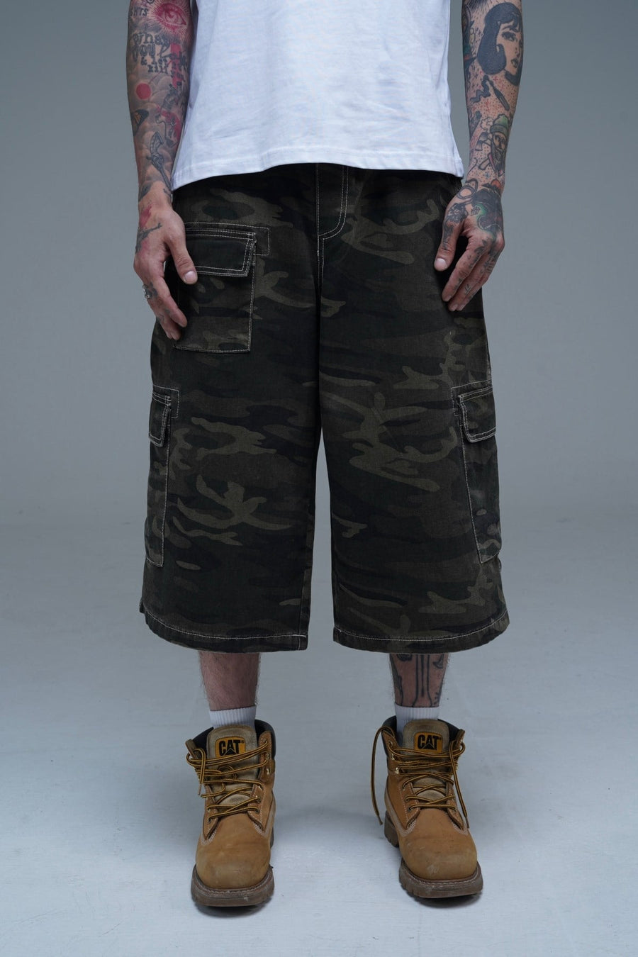 JR Logo Nakışlı Camo Desenli Baggy Şort