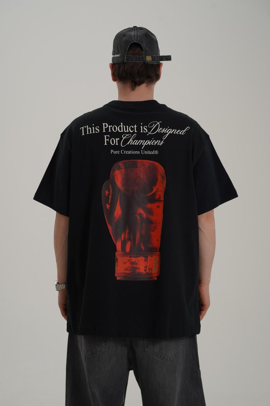 United Baskılı Siyah Oversize Tshirt CT01 MRT26009/1