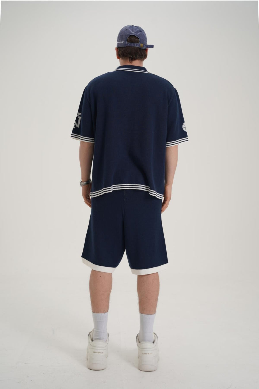Sonny Desenli Triko Kumaş Lacivert Oversize Tshirt