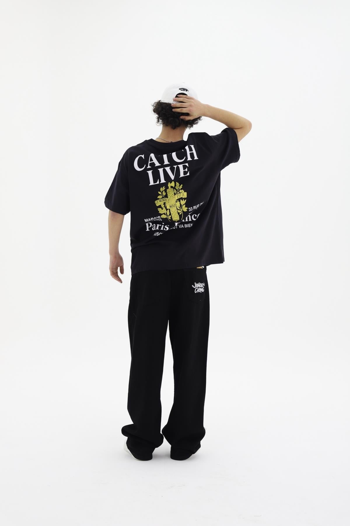 Paris Baskılı Siyah Oversize Tshirt CT01 26CY003