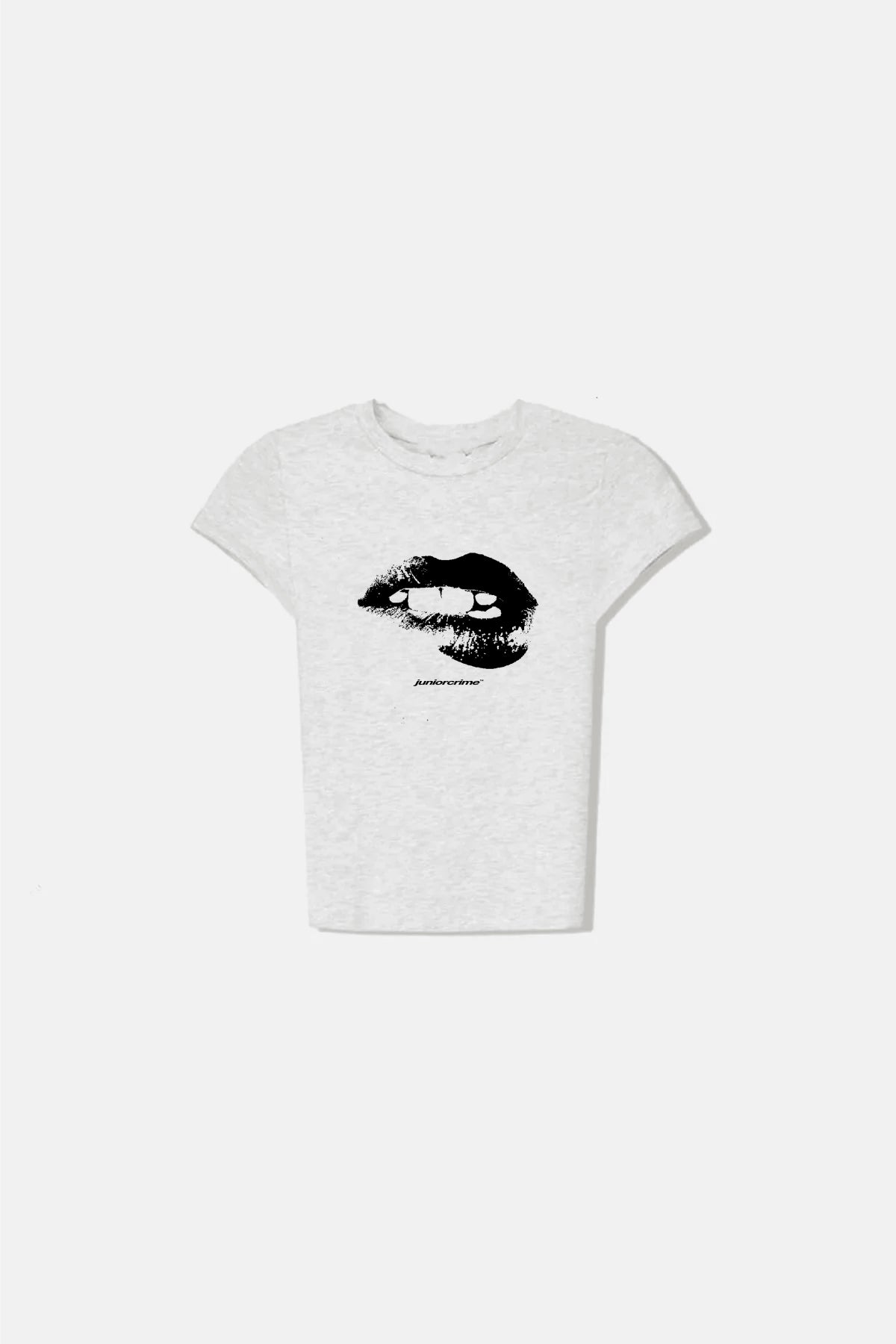 JR Lip Baskılı Gri Kadın Fit Top