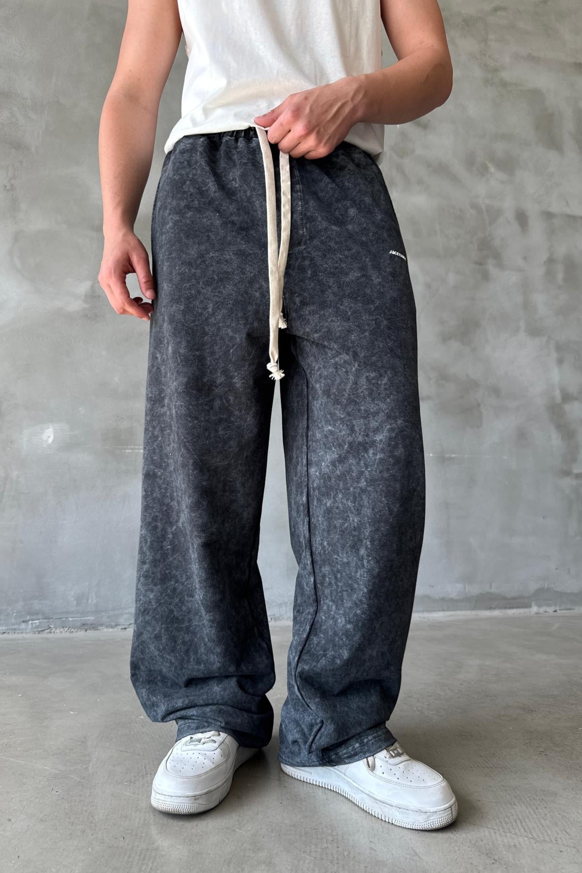 Acid Wash Siyah Baggy Eşofman Altı JC01 25Y202