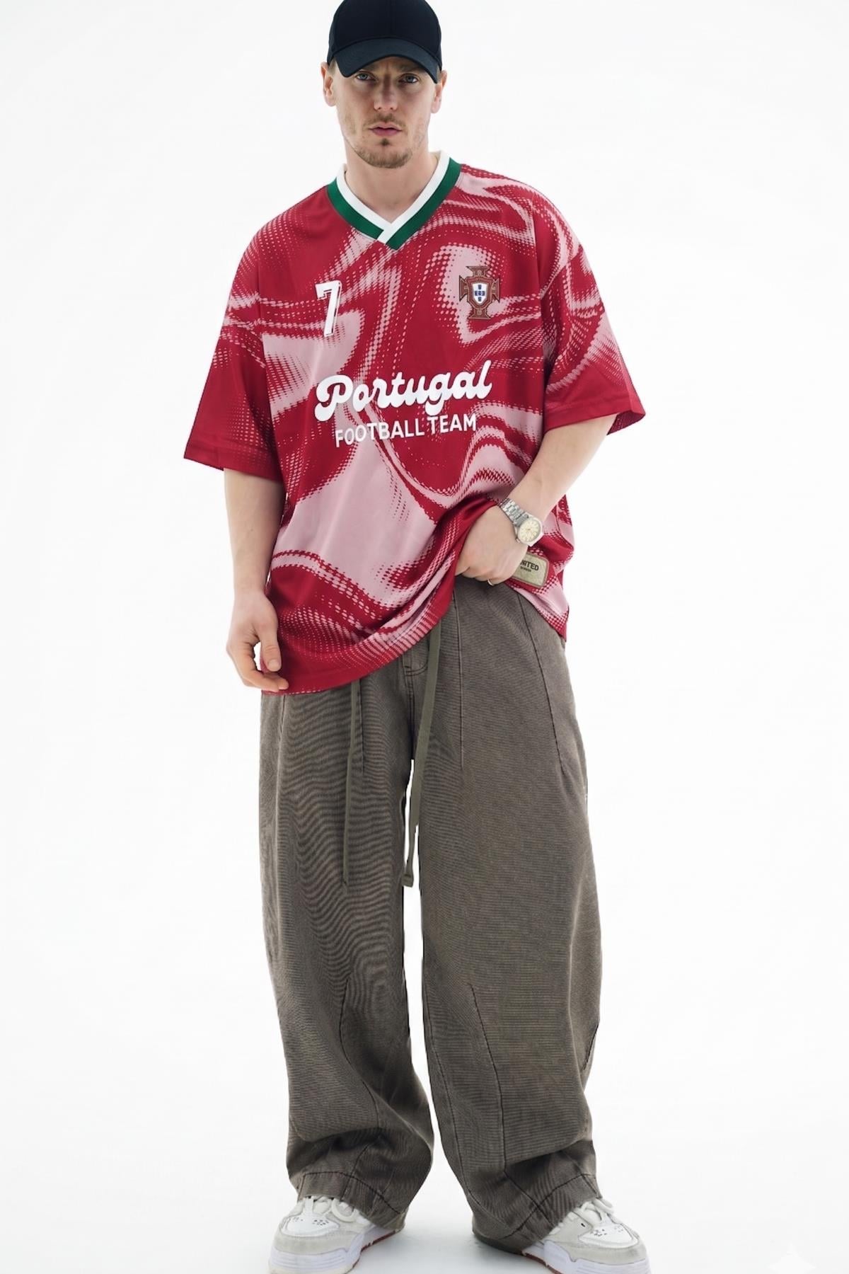 Portugal Baskılı Oversize Forma Tshirt JC01 26Y163