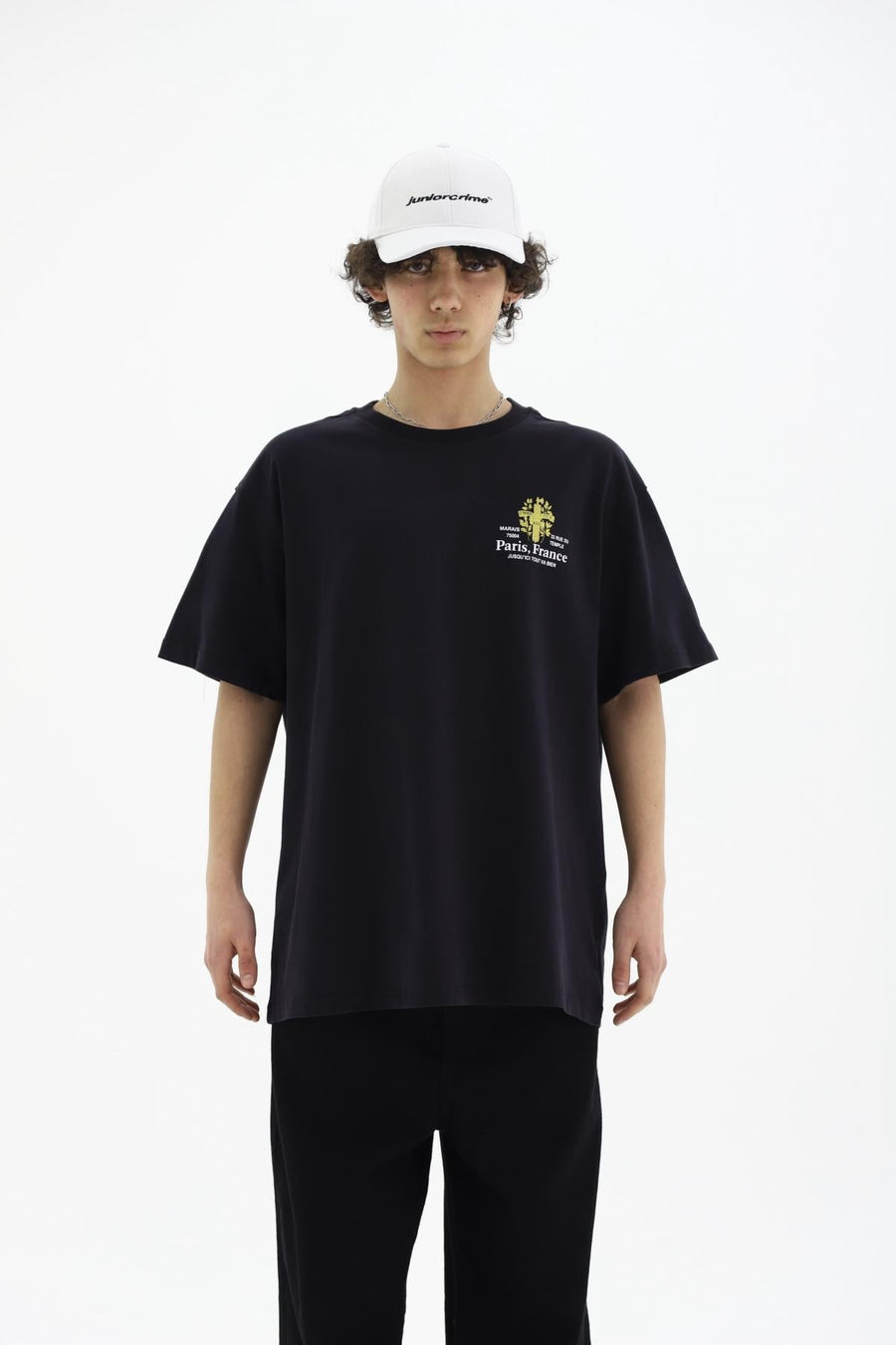 Paris Baskılı Siyah Oversize Tshirt CT01 26CY003