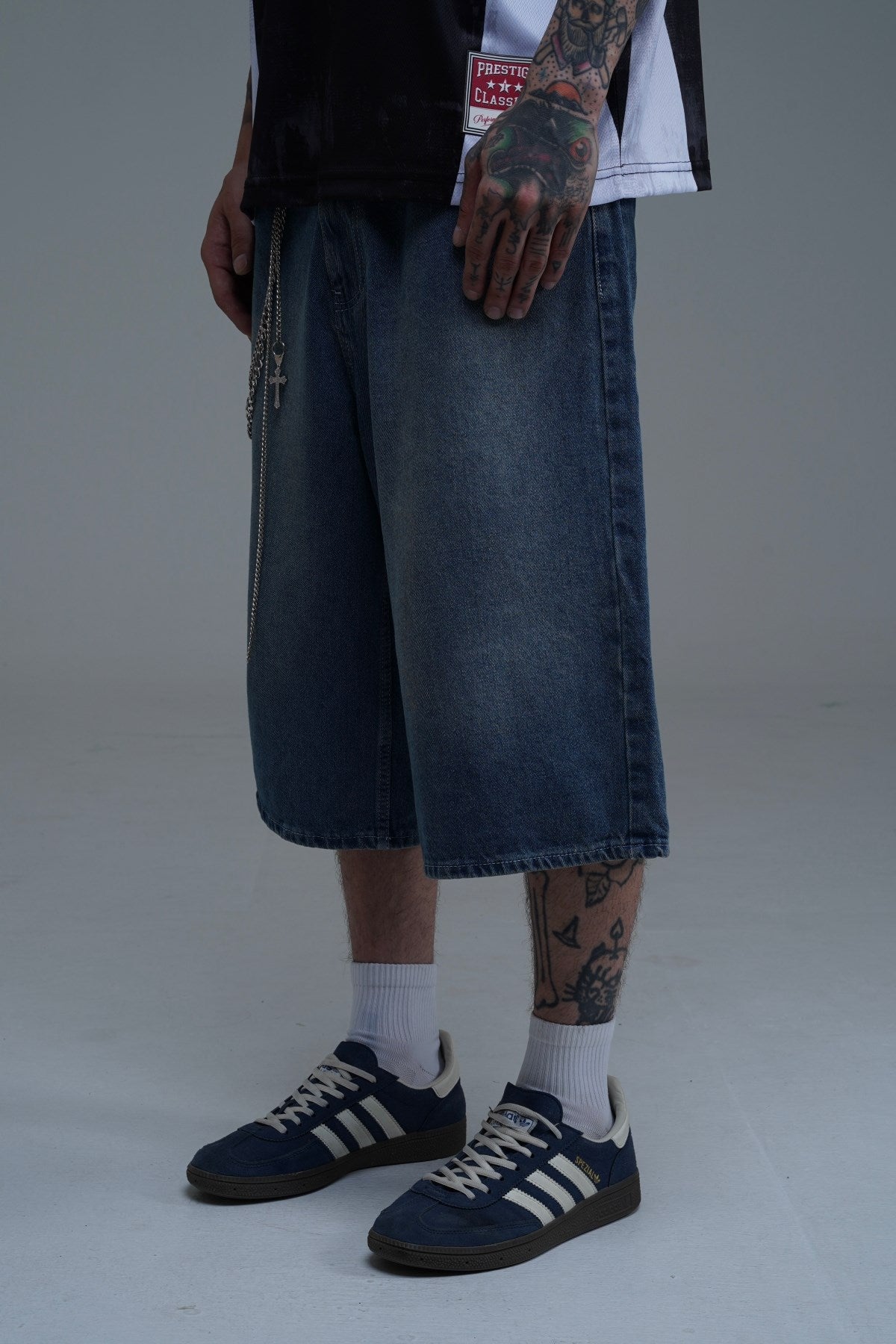 Basic Mavi Baggy Jean Şort