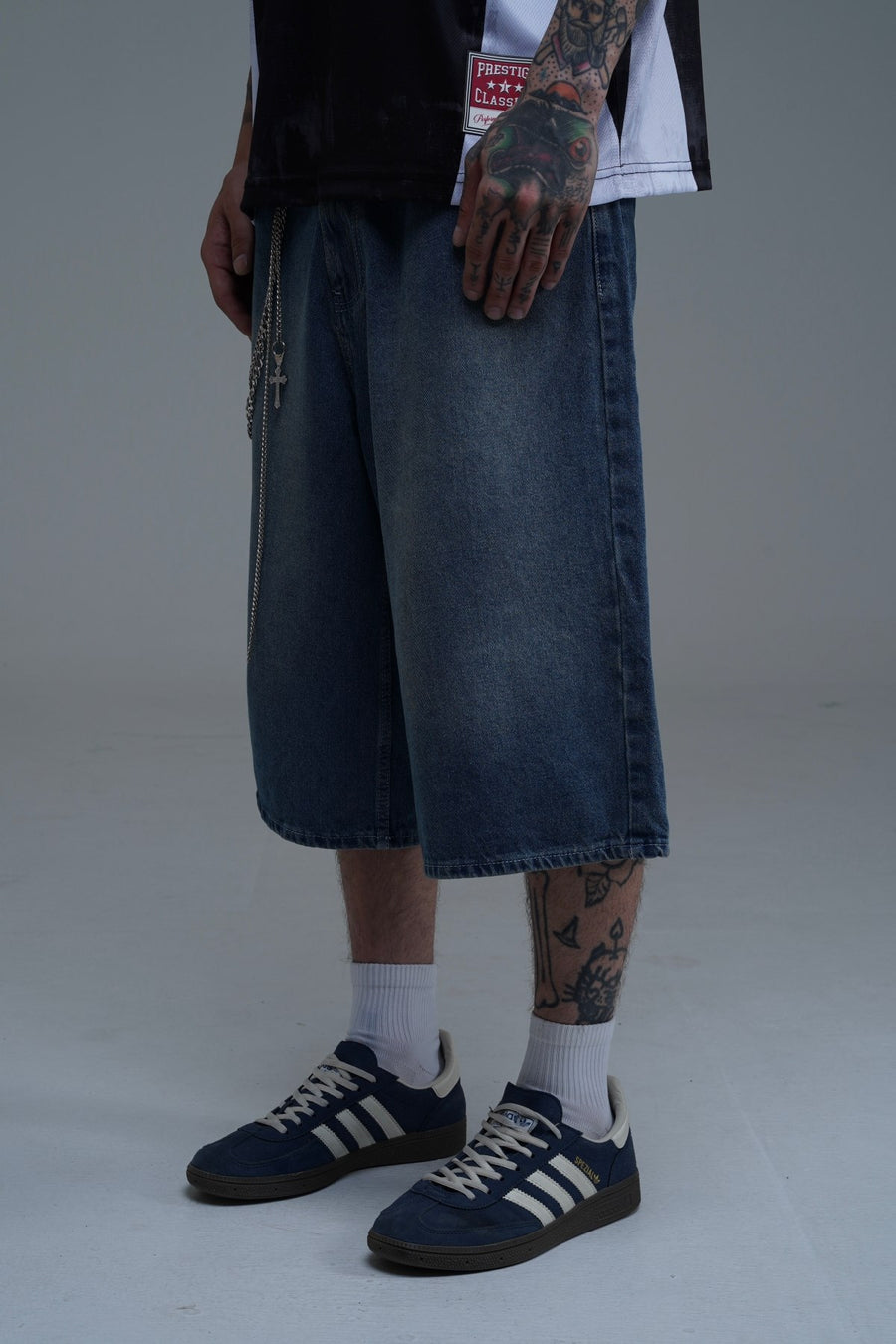 Basic Mavi Baggy Jean Şort