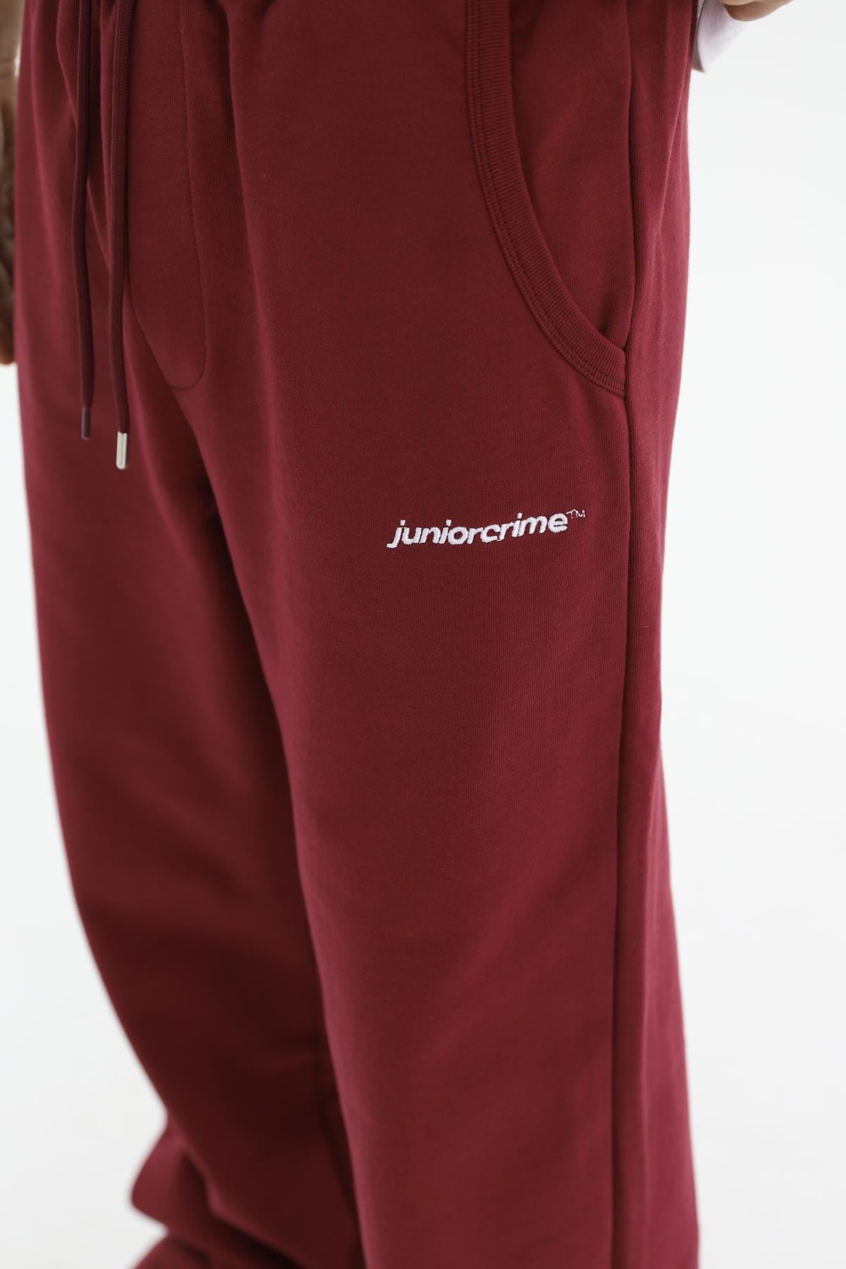 JR Diagonal Kumaş Bordo Baggy Eşofman
