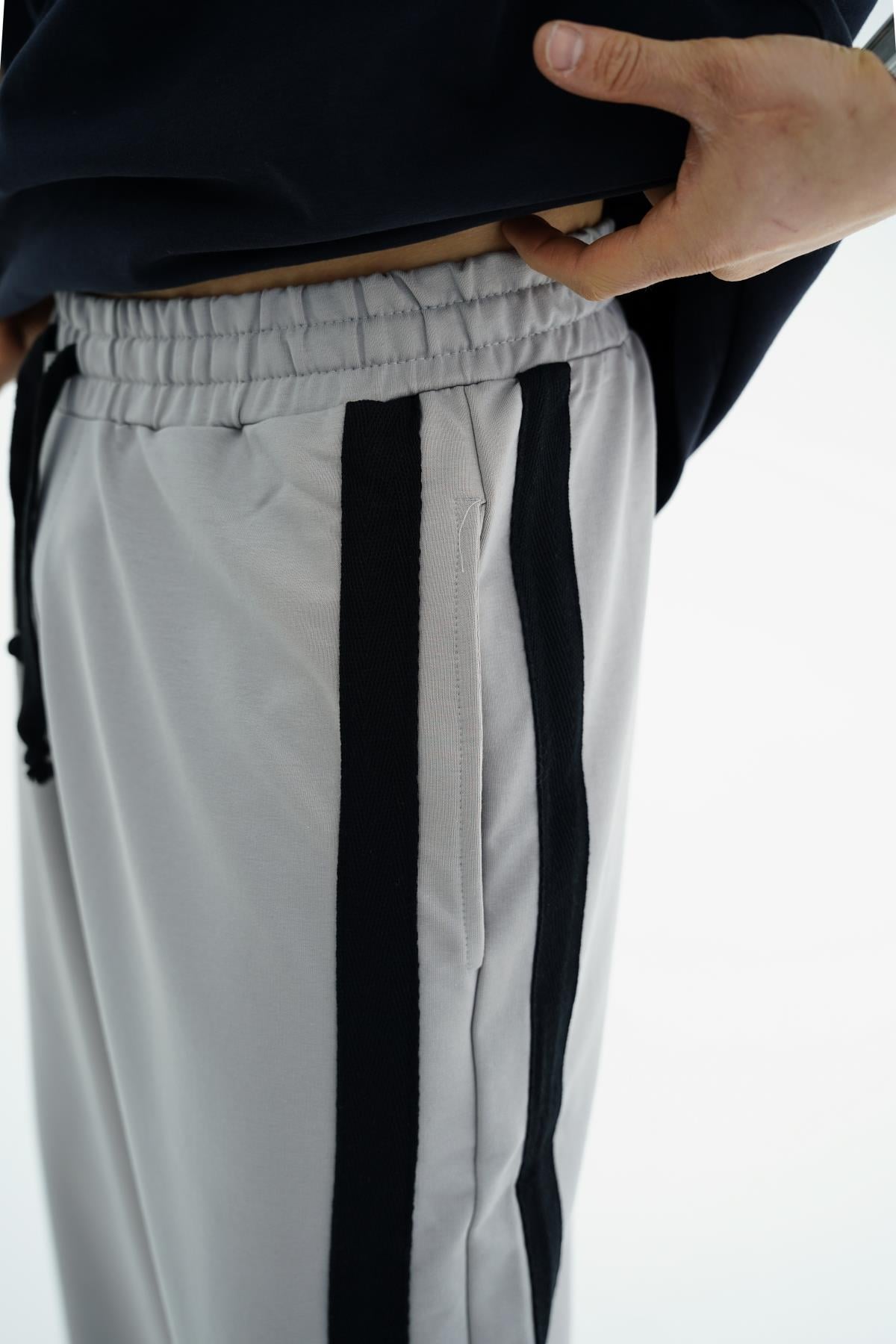 Şeritli Gri Baggy Eşofman Altı JC01 25K66