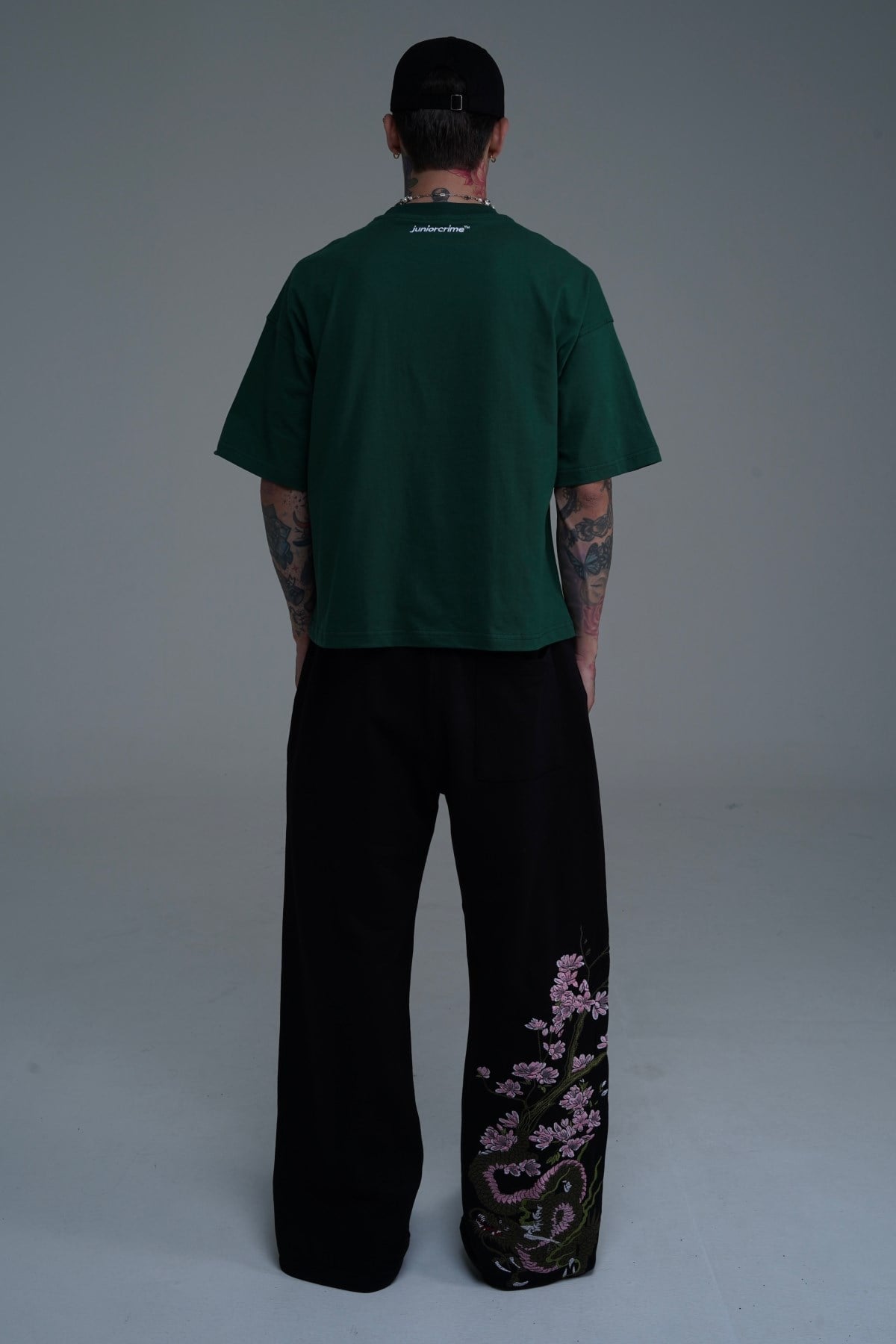 Pink Dragon Nakışlı Siyah Baggy Eşofman MHL01