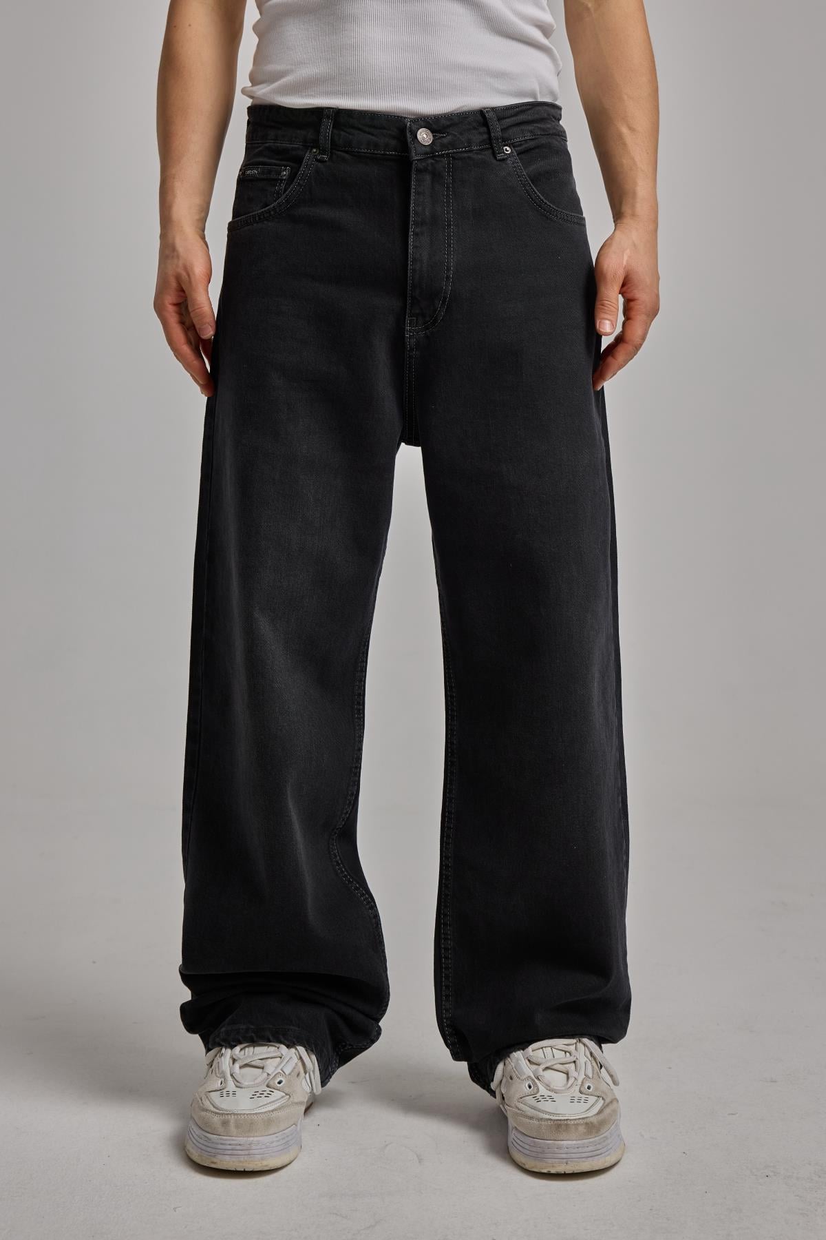 Yıkama Efektli Siyah Jean 6573-2