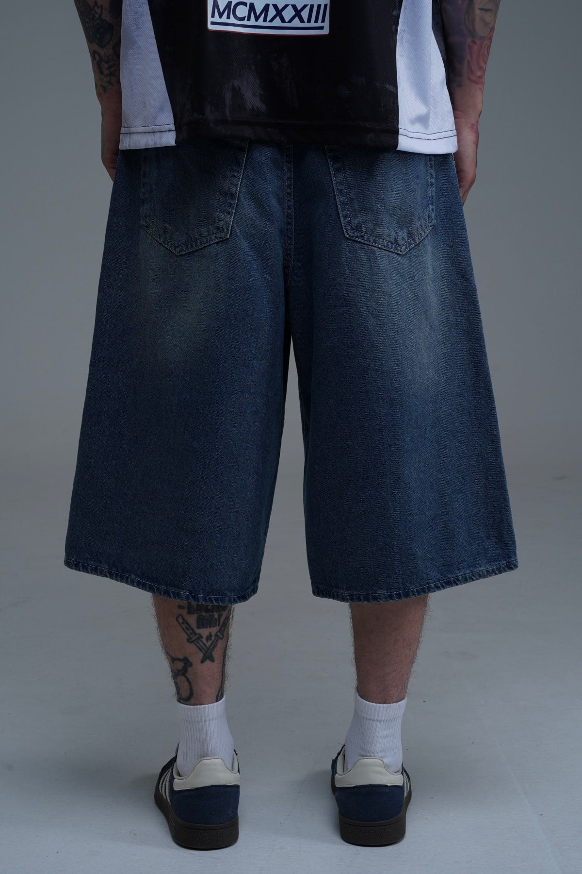 Basic Mavi Baggy Jean Şort