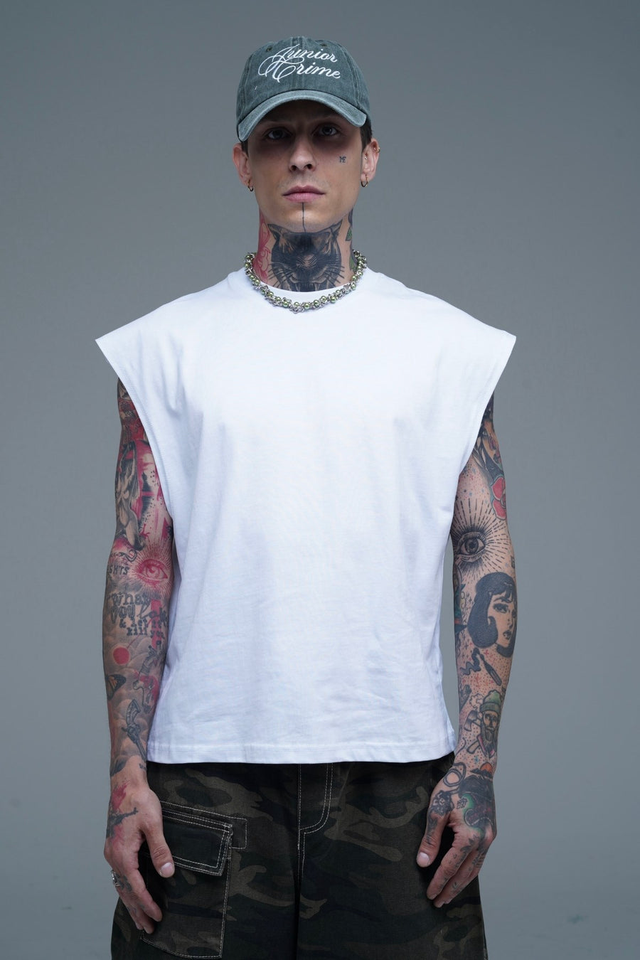JR Boxy Fit Kolsuz Beyaz Oversize Tshirt