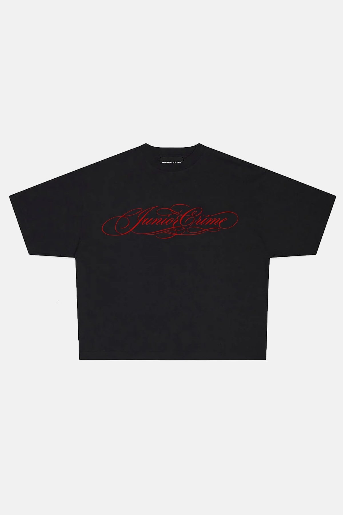 JR Kırmızı Signature Baskılı Siyah Boxy Oversize Tshirt