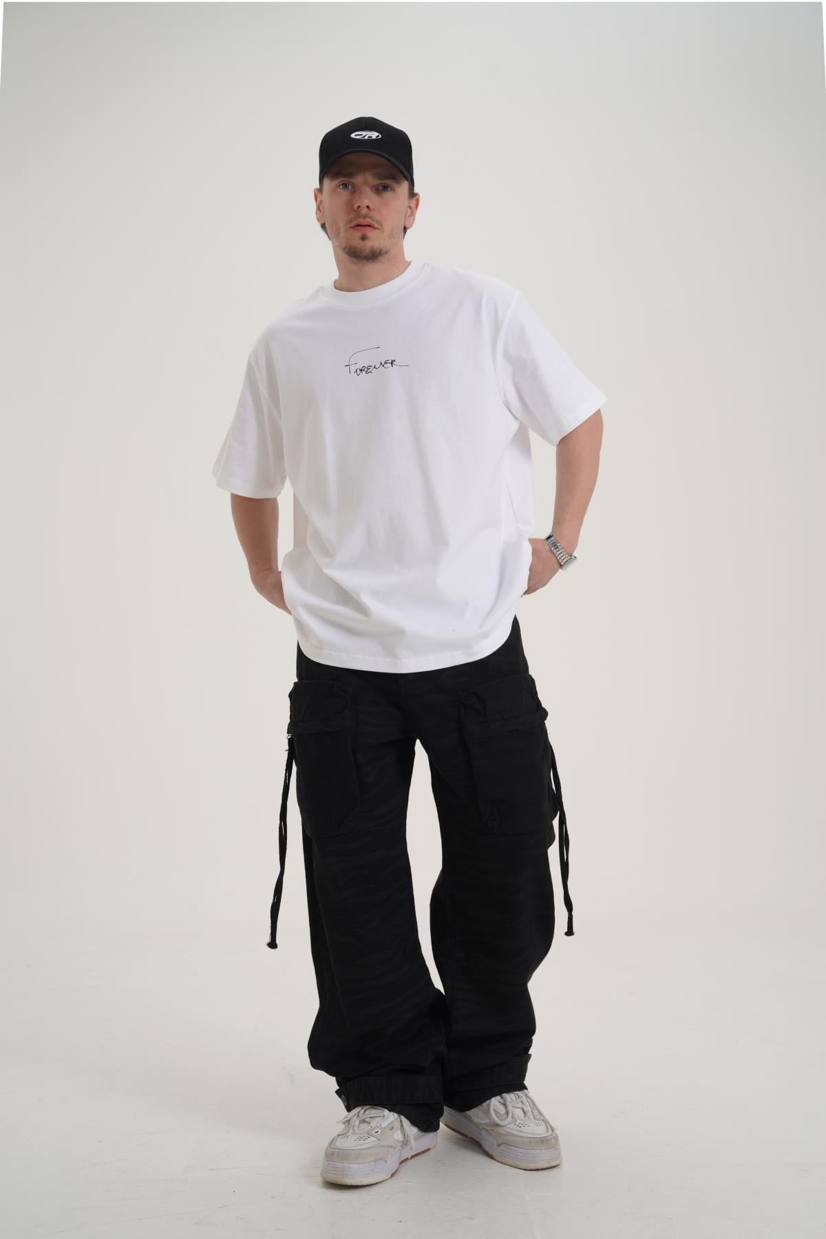 Kamuflaj Desen Siyah Baggy Pantolon CT01 6368-7