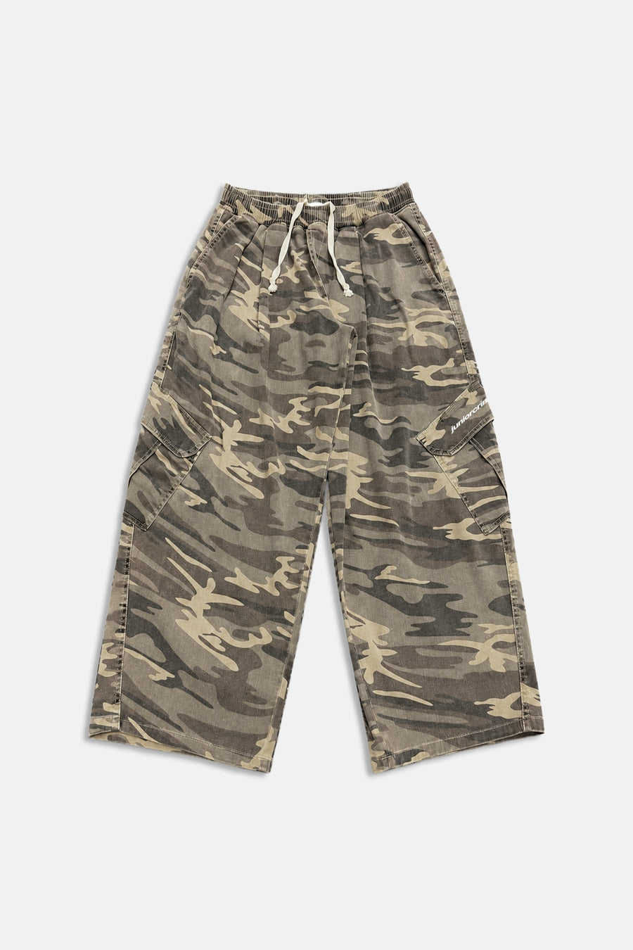 JR Logo Kamuflaj Desenli Low Waist Baggy Pantolon