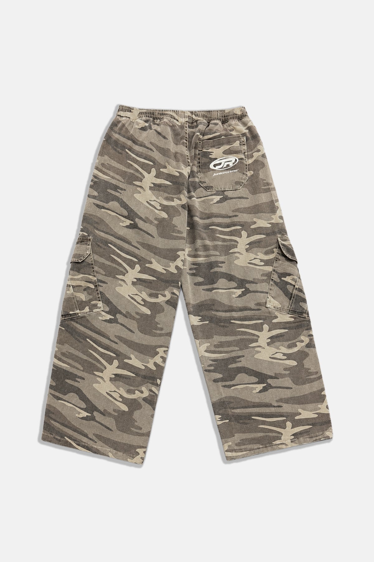 JR Logo Kamuflaj Desenli Low Waist Baggy Pantolon