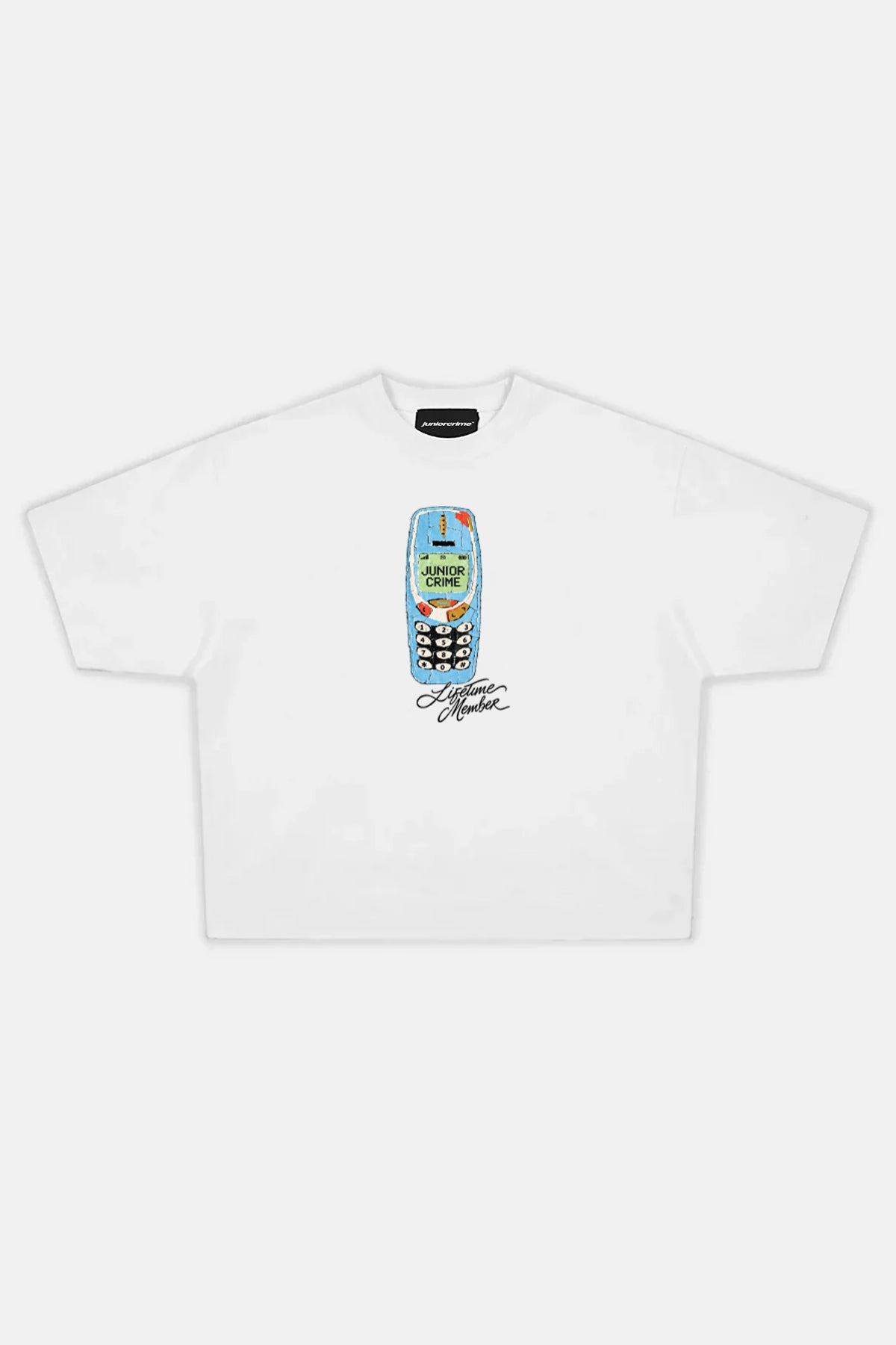 JR Lifetime Member Baskılı Beyaz Boxy Fit Tshirt