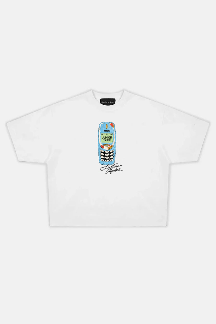 JR Lifetime Member Baskılı Beyaz Boxy Fit Tshirt