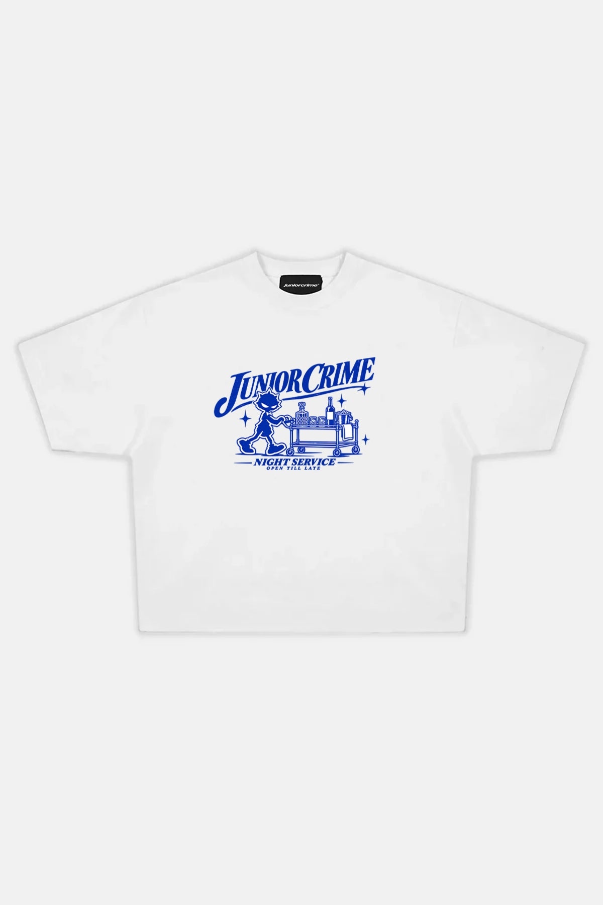 JR Service Baskılı Beyaz Boxy Fit Tshirt