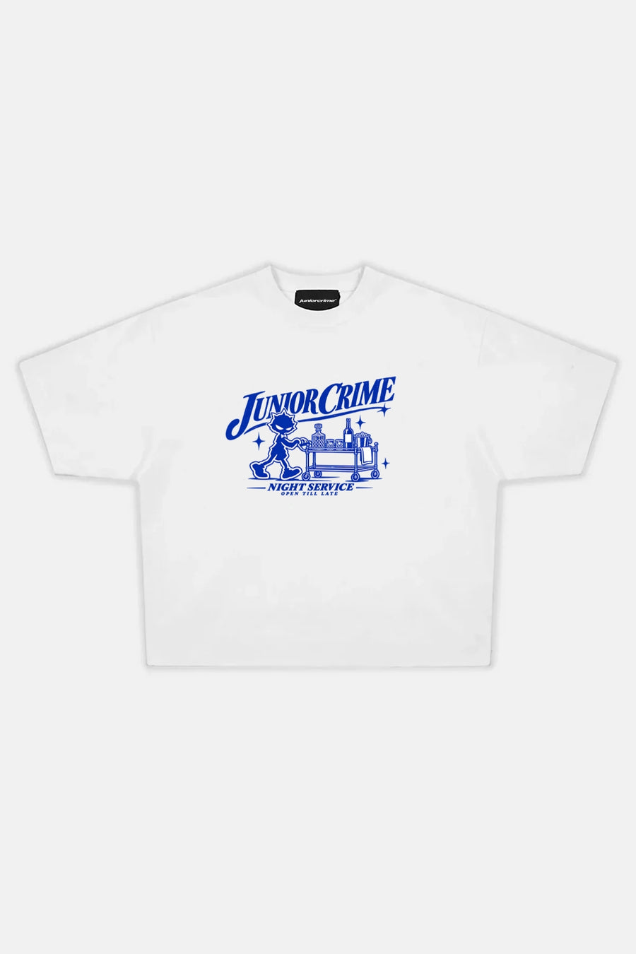 JR Service Baskılı Beyaz Boxy Fit Tshirt