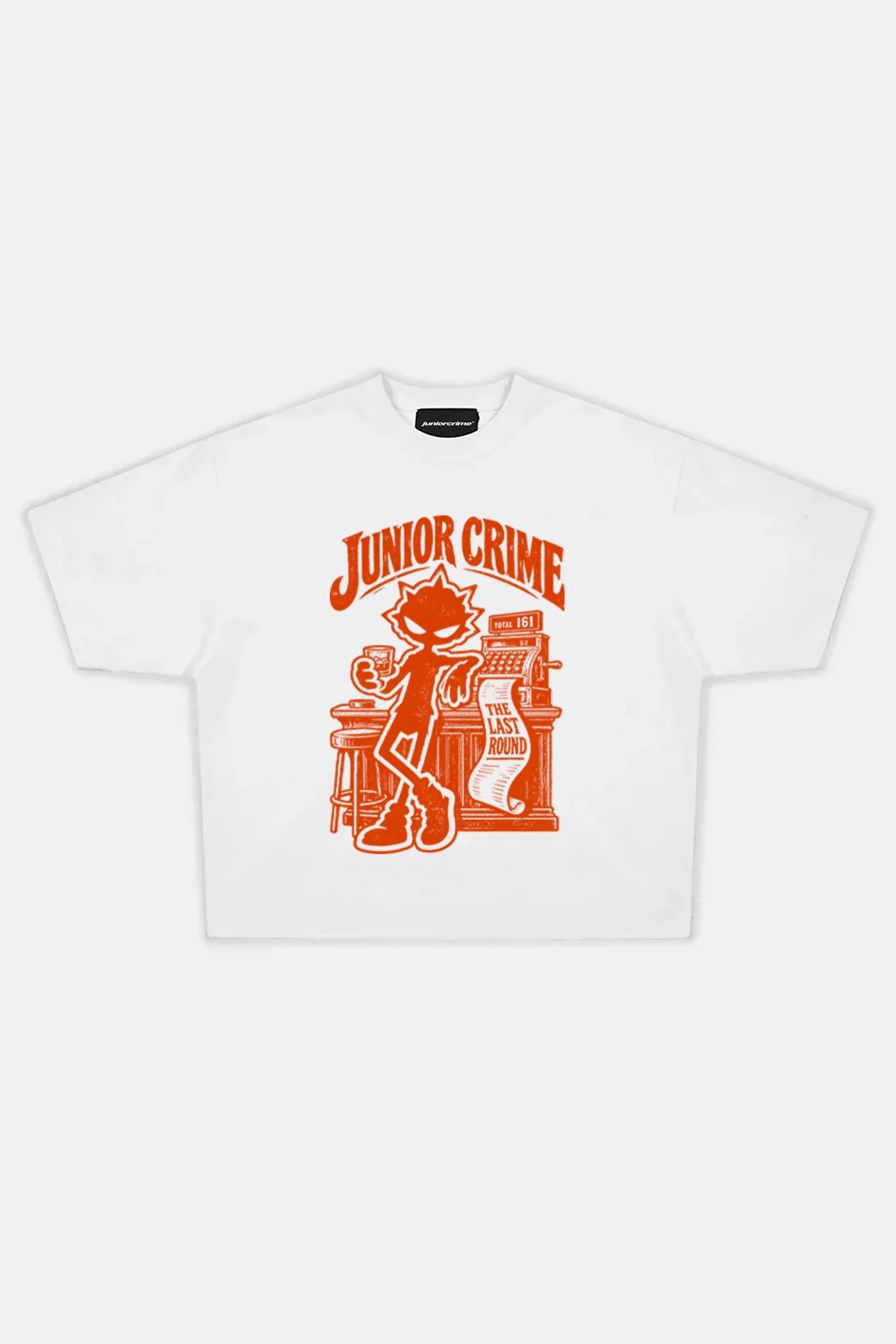 JR Round Baskılı Beyaz Boxy Fit Tshirt