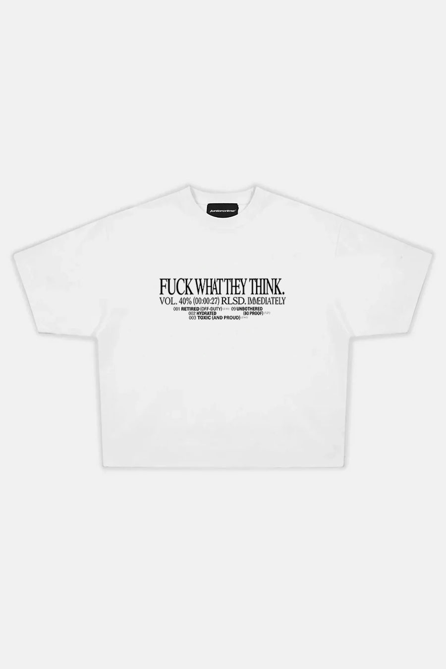 JR Vol. Baskılı Beyaz Boxy Fit Tshirt