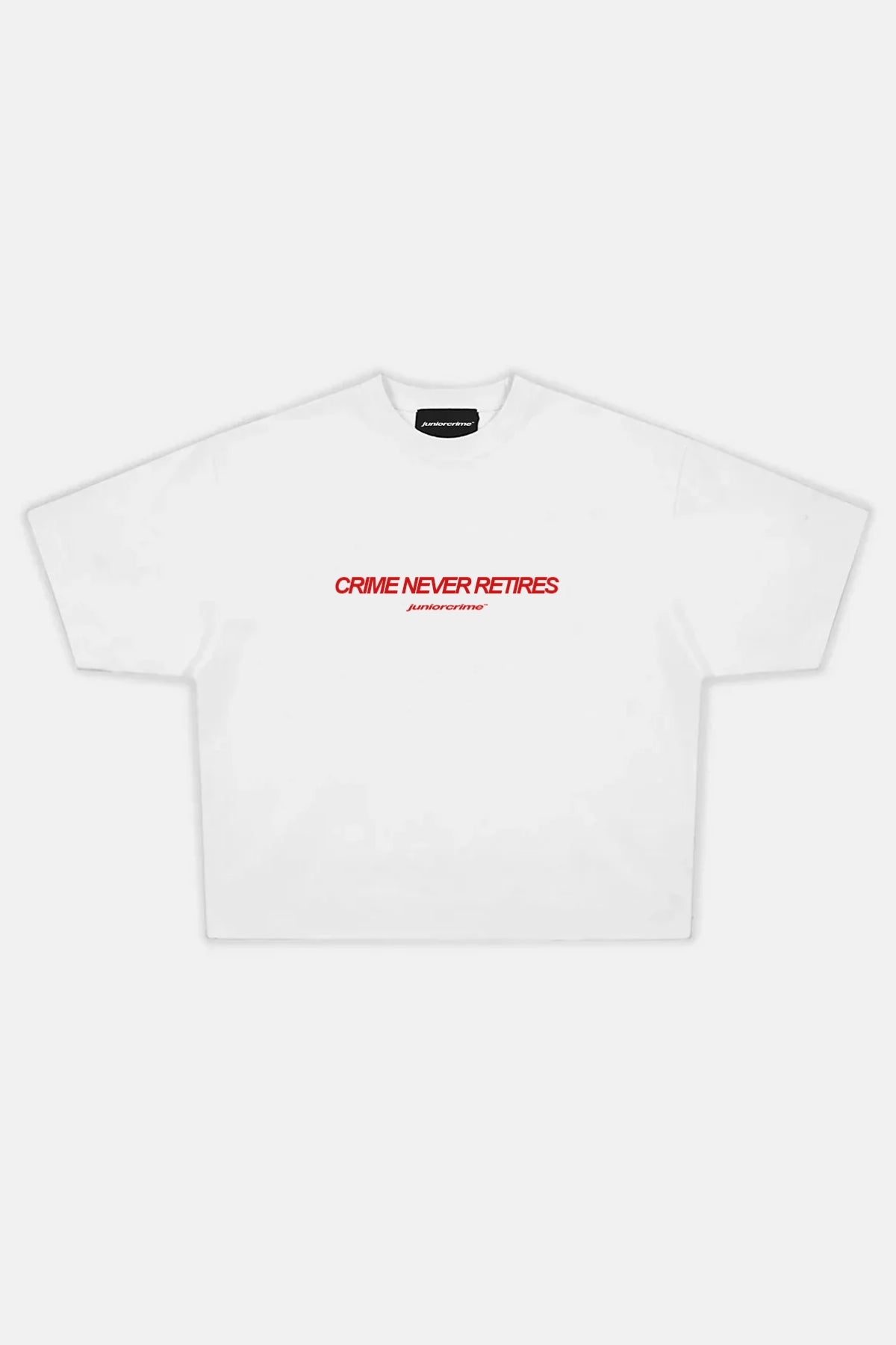 JR Never Baskılı Beyaz Boxy Fit Tshirt