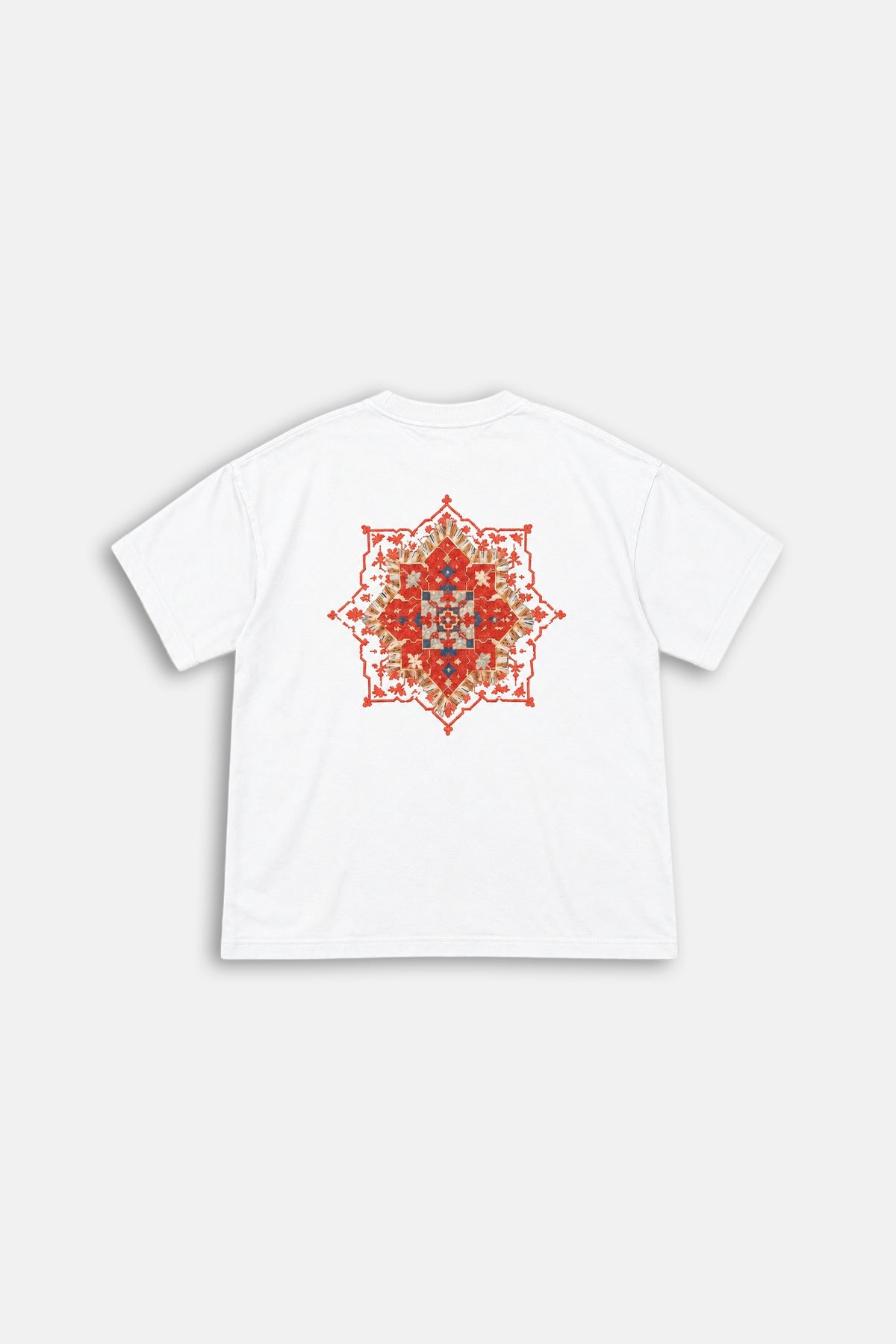 Etnik Desen Beyaz Oversize Tshirt