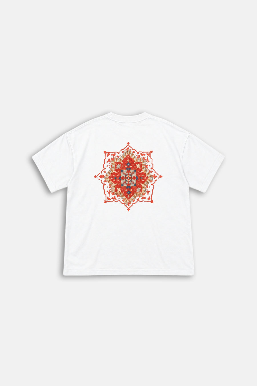 Etnik Desen Beyaz Oversize Tshirt
