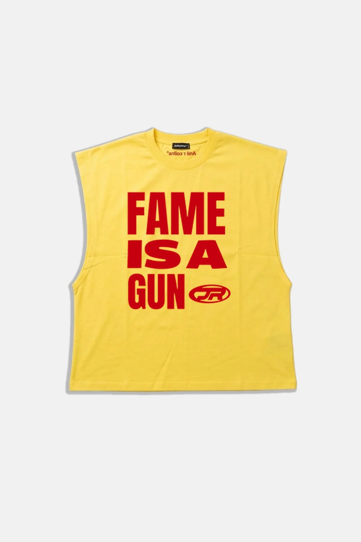 JR Fame Baskılı Boxy Fit Kolsuz Sarı Tshirt