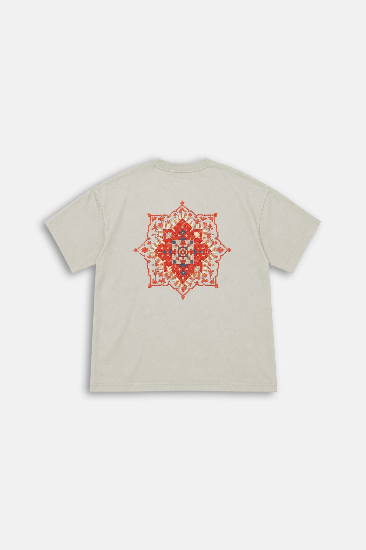 Etnik Desen Gri Oversize Tshirt