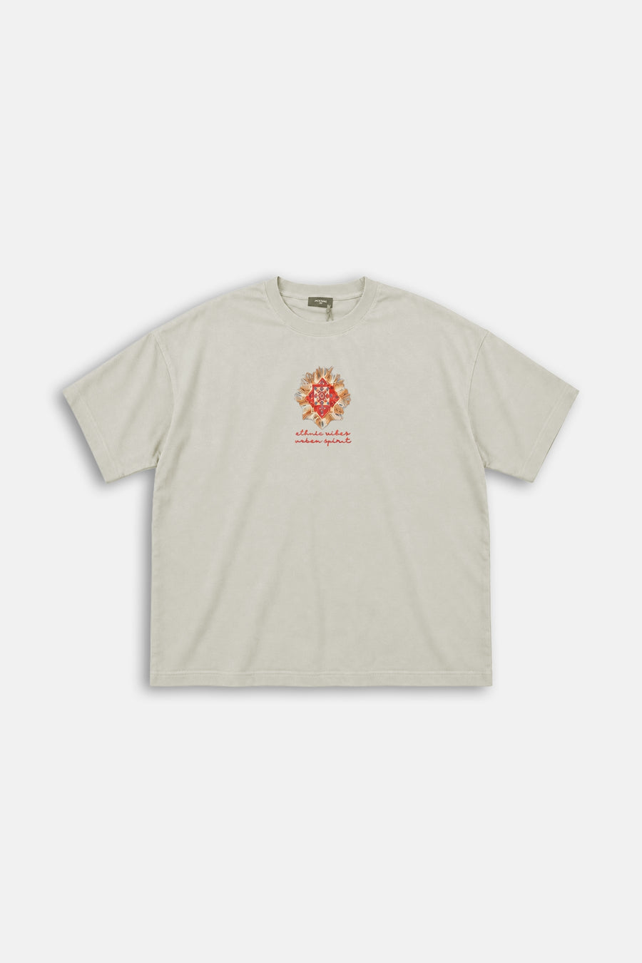 Etnik Desen Gri Oversize Tshirt