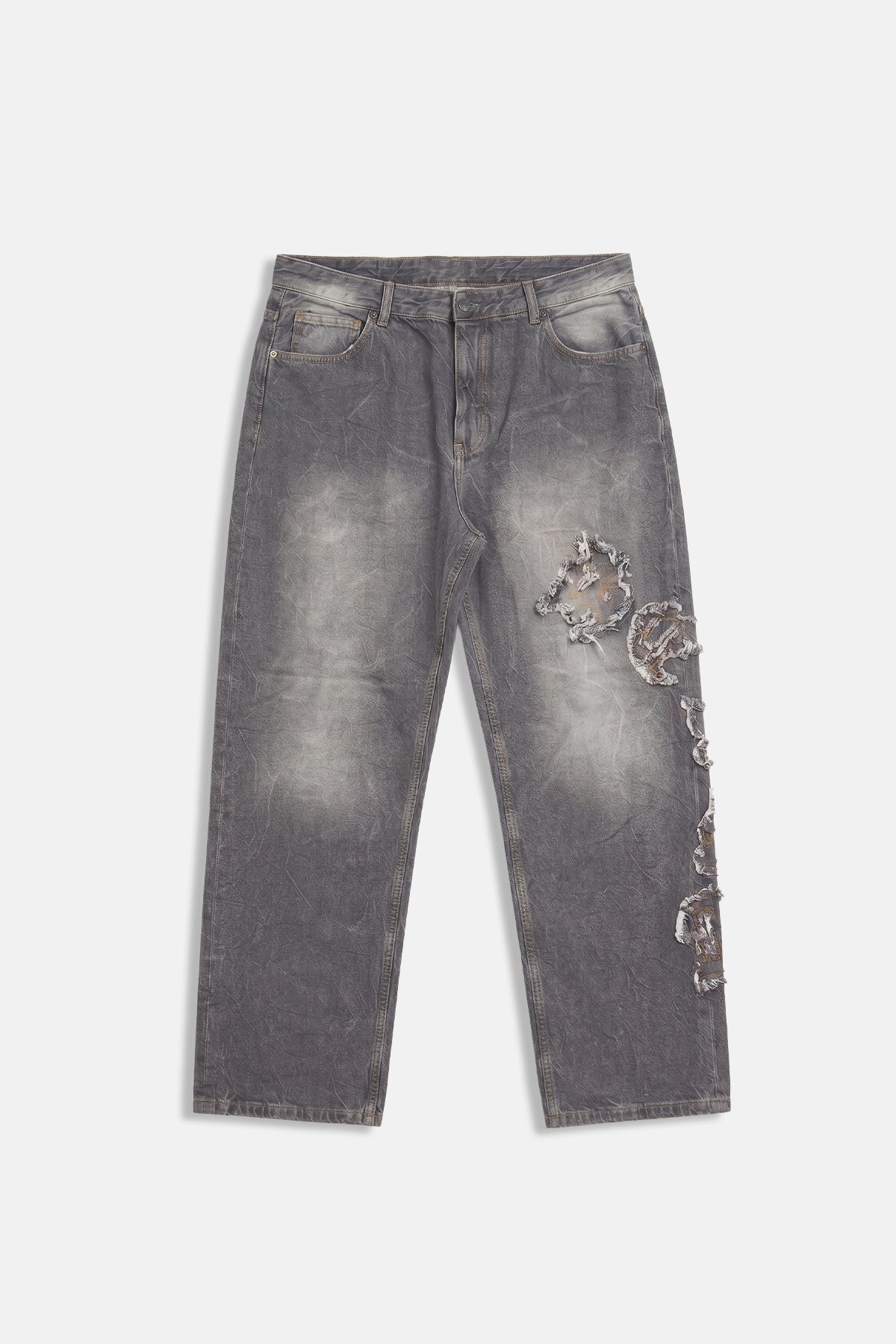 Patch Detay Yıkama Efektli Regular Jean Pantolon