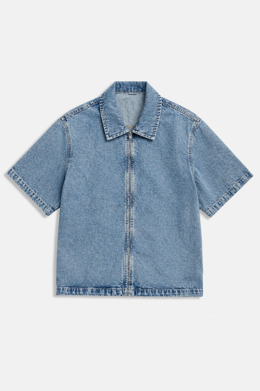 Fermuarlı Mavi Oversize Jean Ceket