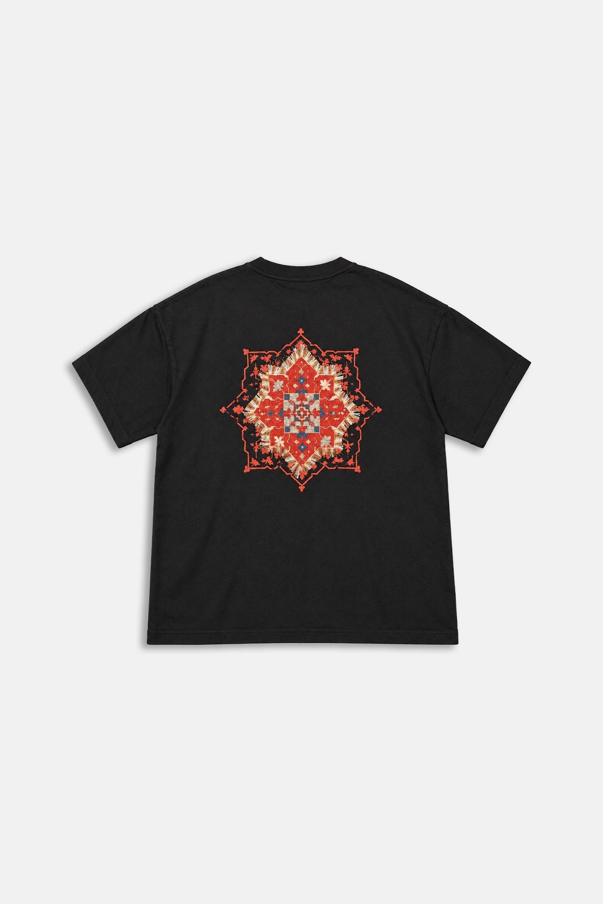Etnik Desen Siyah Oversize Tshirt