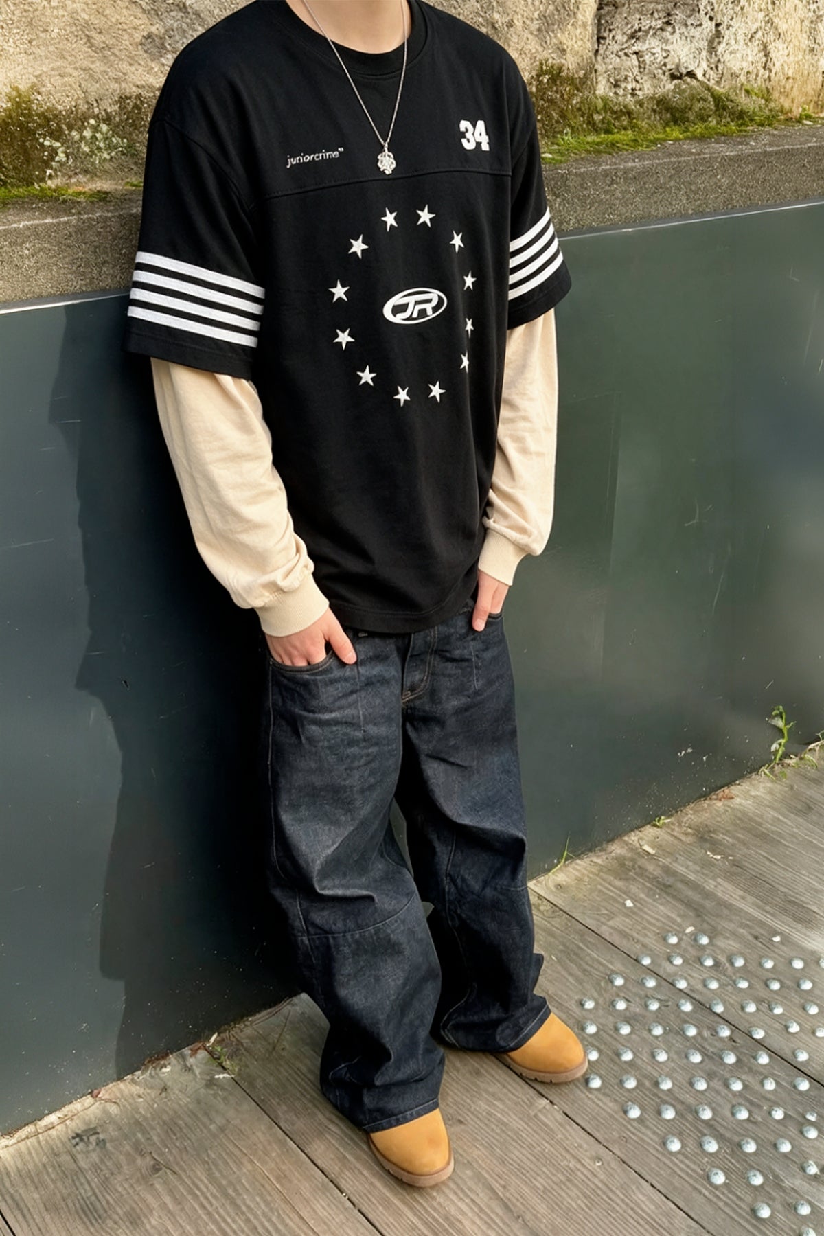 JR Logo Siyah Oversize Longsleeve