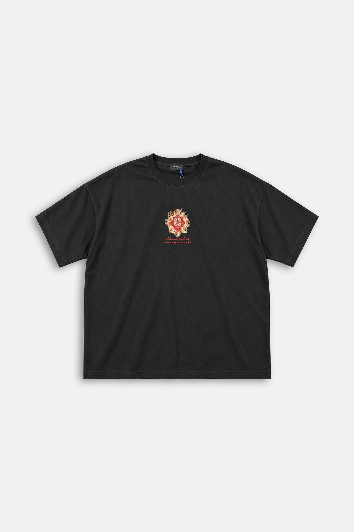 Etnik Desen Siyah Oversize Tshirt