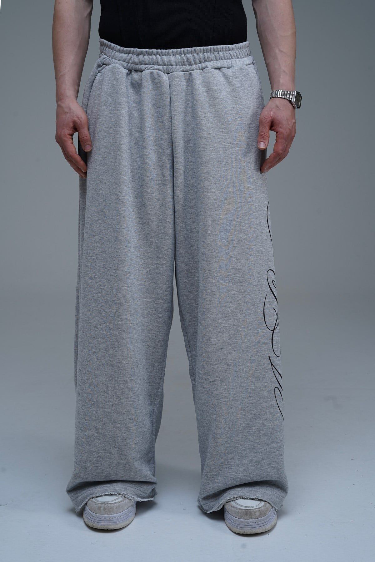 JR Signature Baskılı Gri Baggy Eşofman