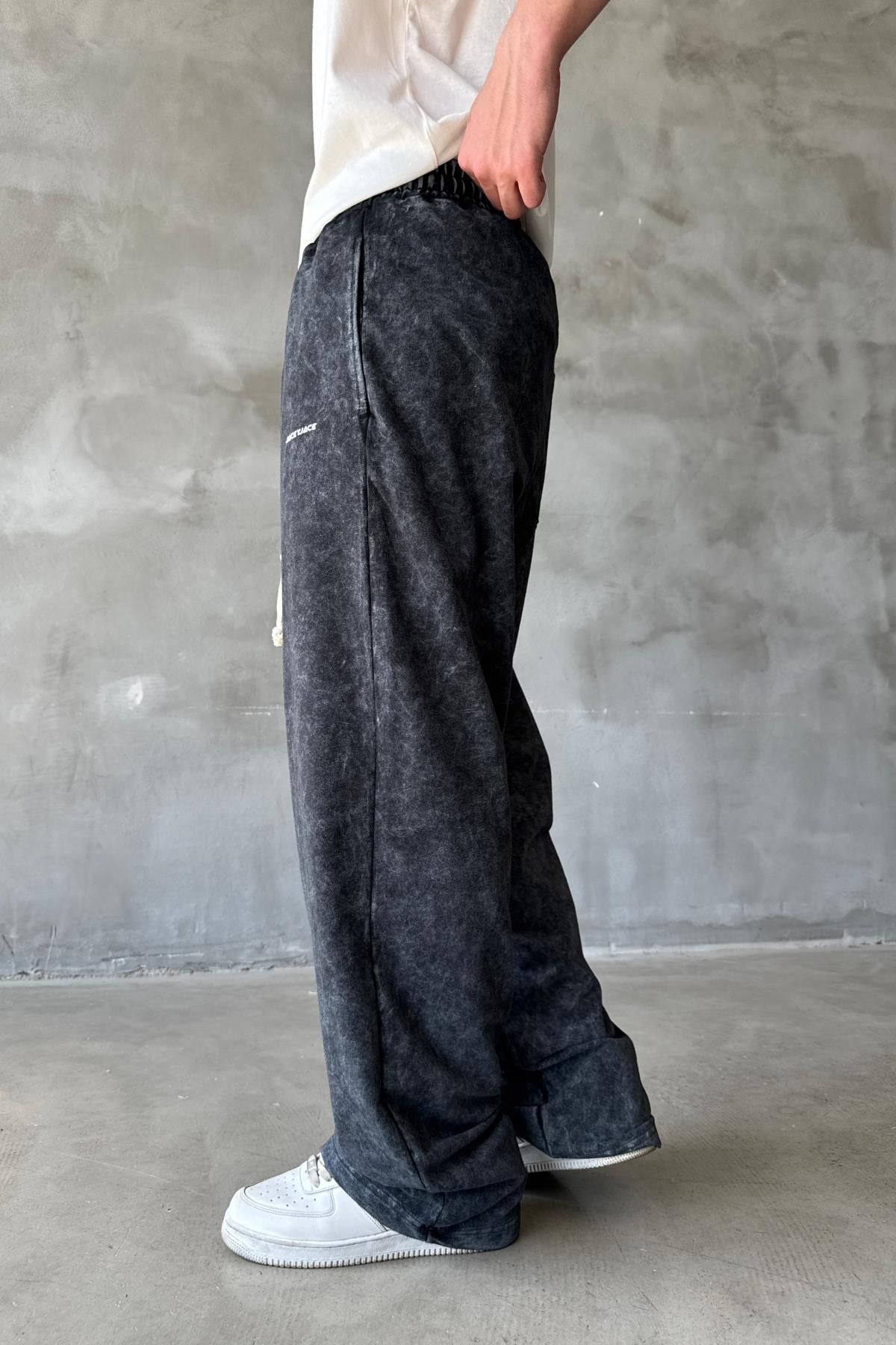 Acid Wash Siyah Baggy Eşofman Altı JC01 25Y202