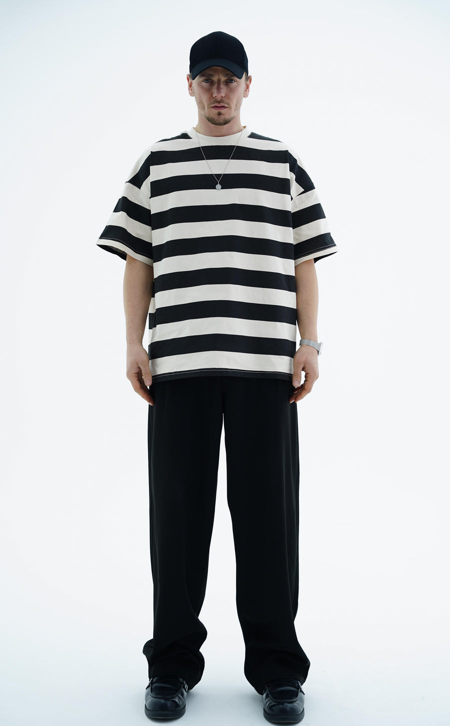 Çizgili Kemik Oversize Tshirt JC01 25Y66