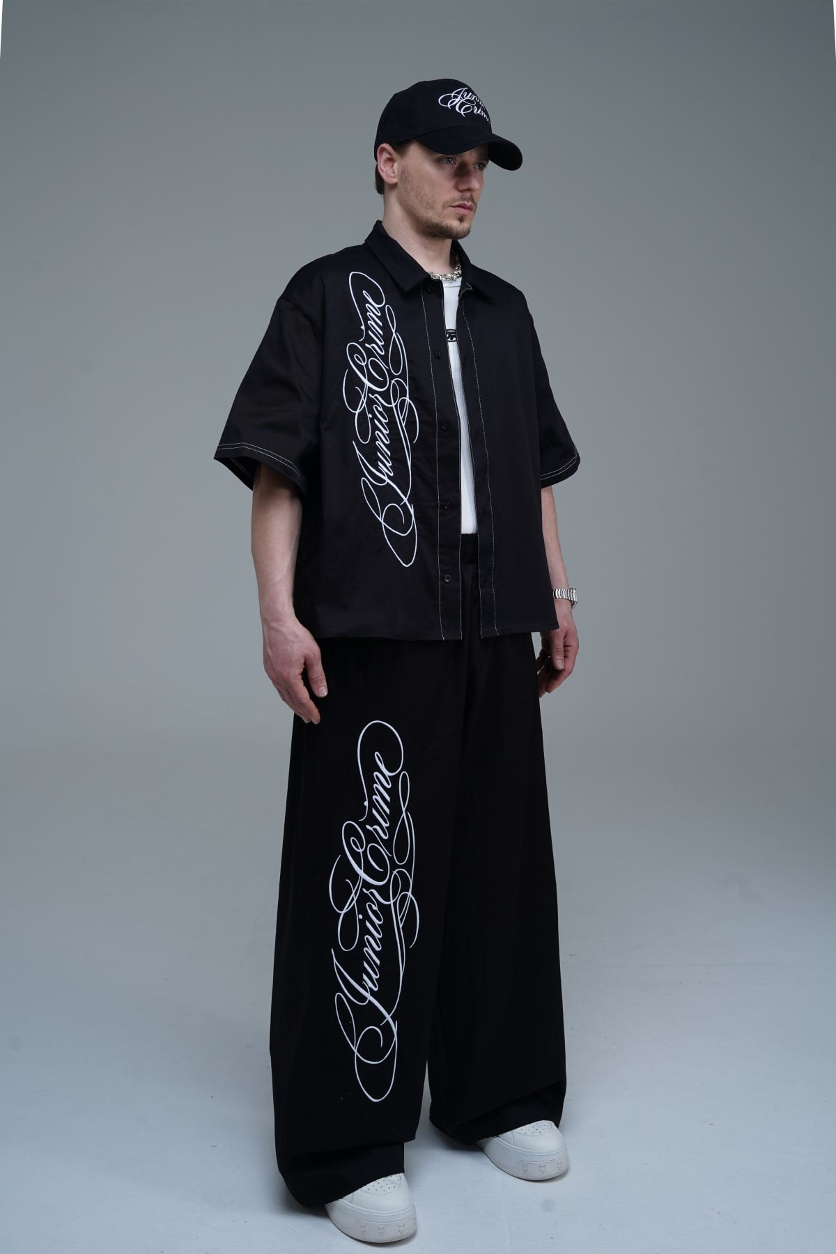 JR Signature Baskılı Gabardin Baggy Pantolon